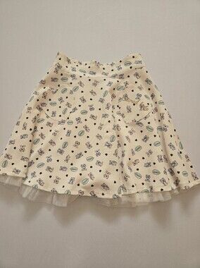 Ank Rouge Cream Bear Print Skirt